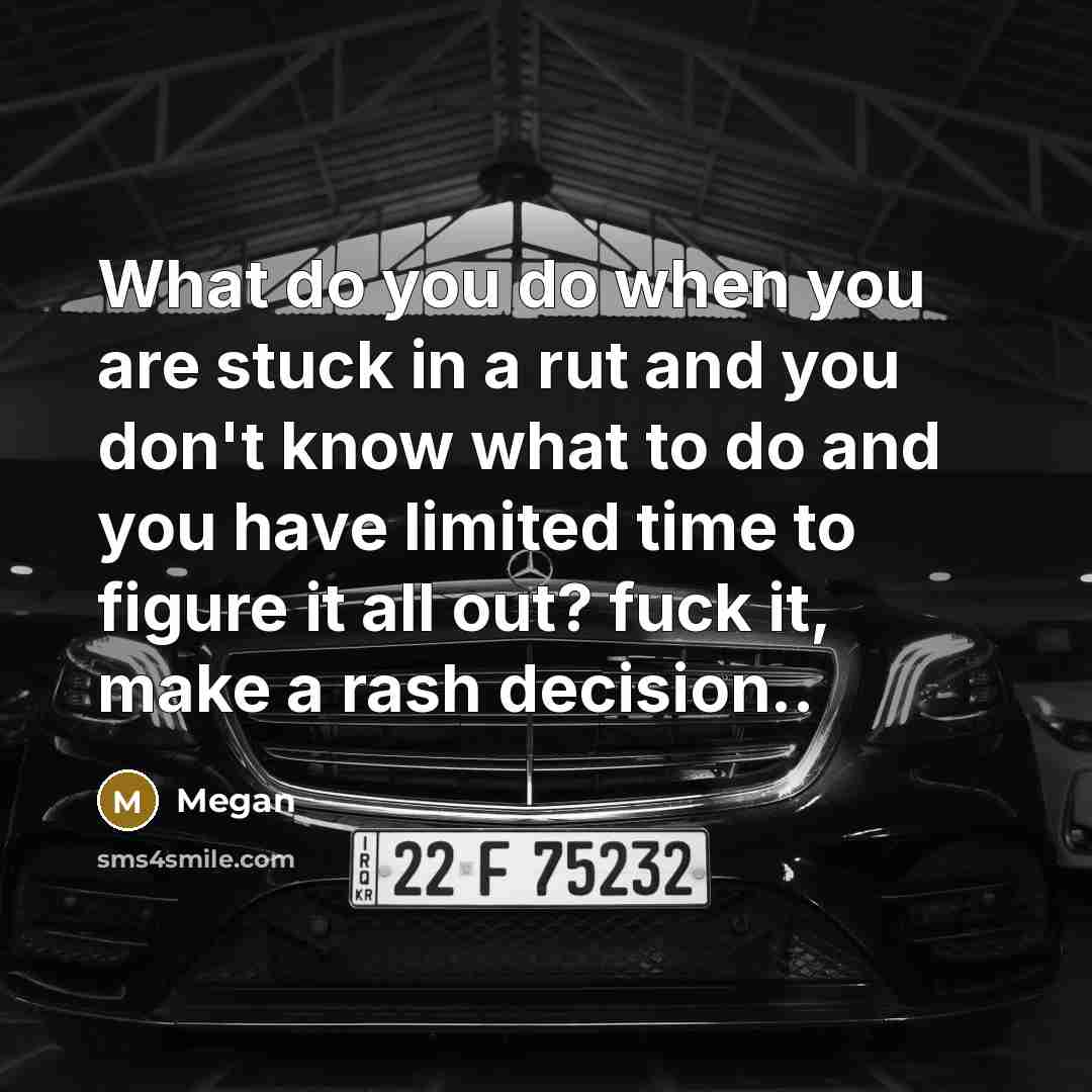 “What do you do when you are stuck in a…” quote by Megan
