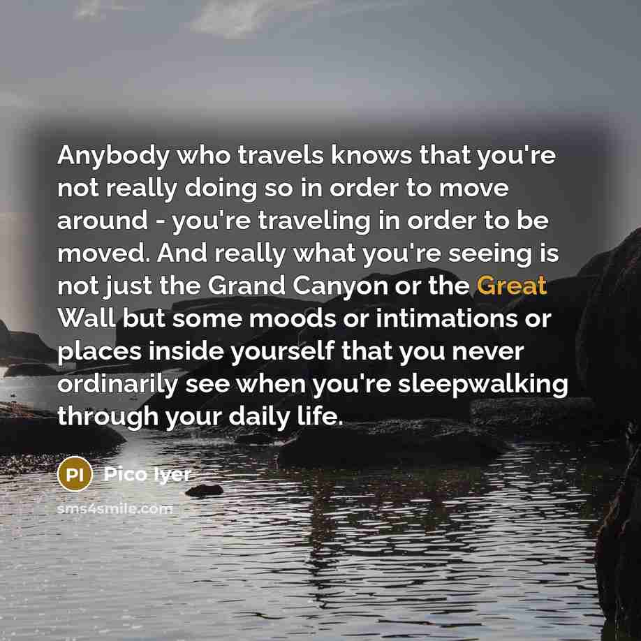“Anybody who travels knows that you're not really doing so…” quote by Pico Iyer