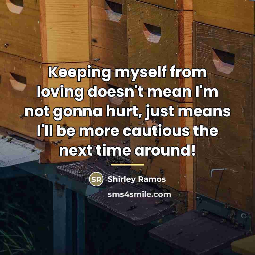 “Keeping myself from loving doesn't mean I'm not gonna hurt,…” quote by Shirley Ramos