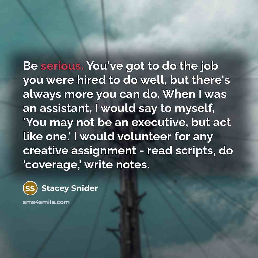 “Be serious. You've got to do the job you were…” quote by Stacey Snider