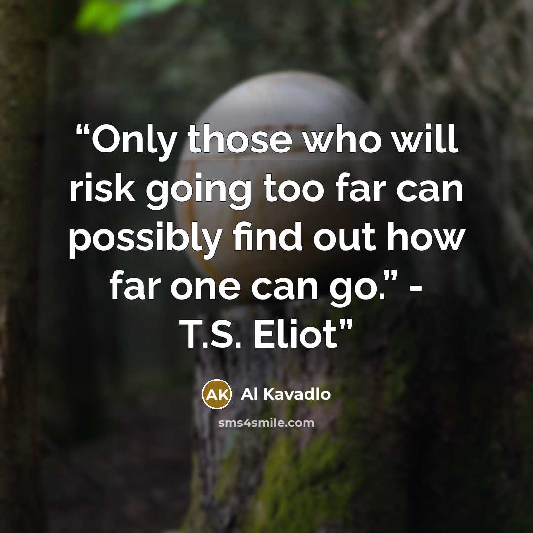 “Only those who will risk going too far can possibly find out how far one can go.” - T.S. Eliot” quote by Al Kavadlo