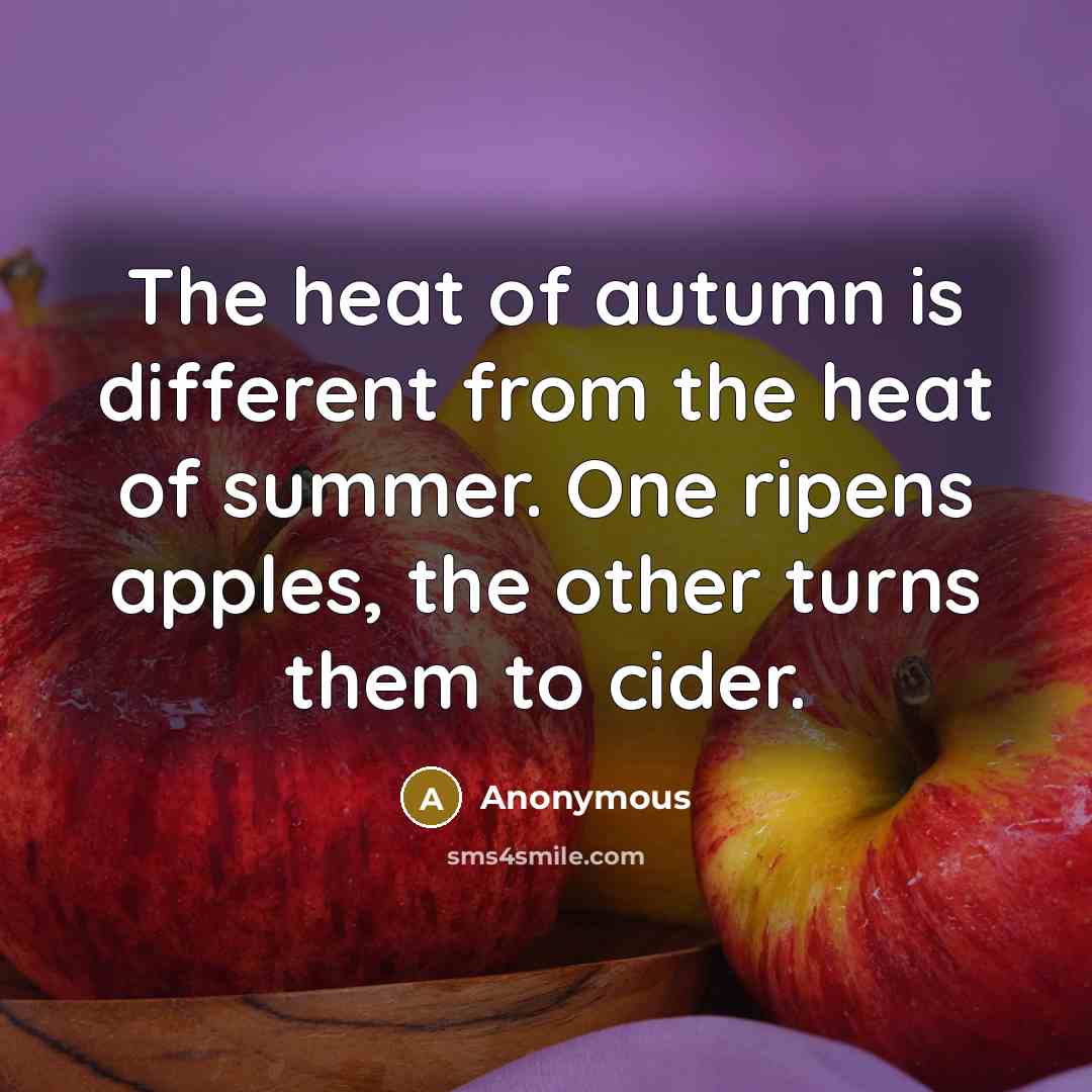 “The heat of autumn is different from the heat of…” quote by Anonymous