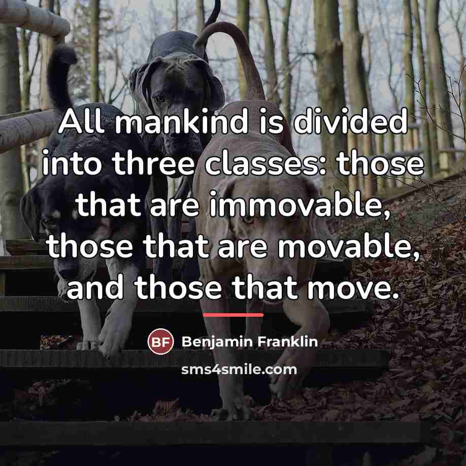 “All mankind is divided into three classes: those that are…” quote by Benjamin Franklin