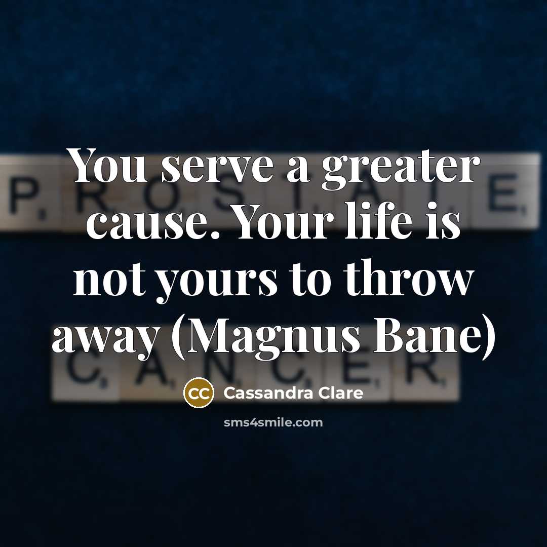 “You serve a greater cause. Your life is not yours…” quote by Cassandra Clare