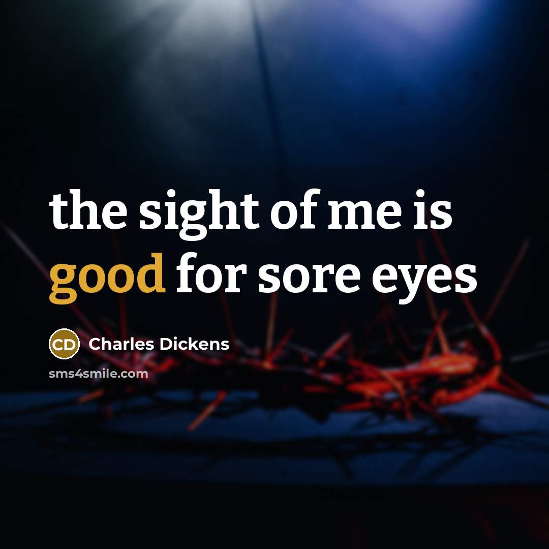 “the sight of me is good for sore eyes…” quote by Charles Dickens
