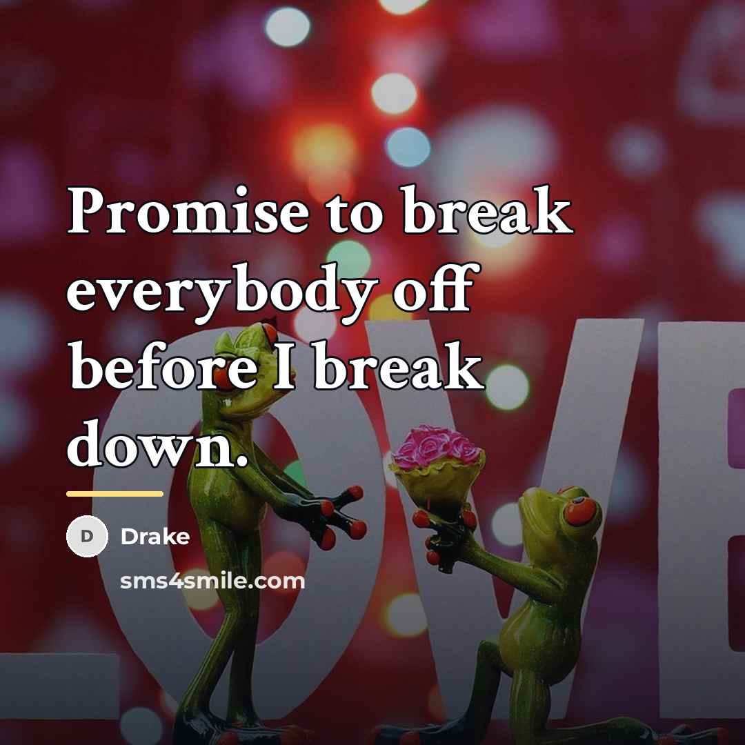 “Promise to break everybody off before I break down.…” quote by Drake