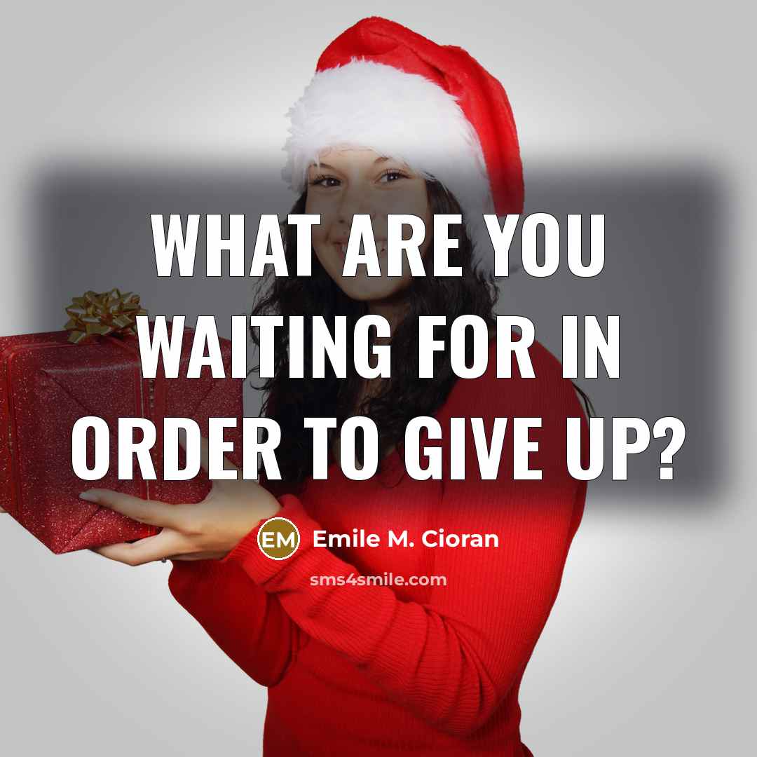 “What are you waiting for in order to give up?…” quote by Emile M. Cioran