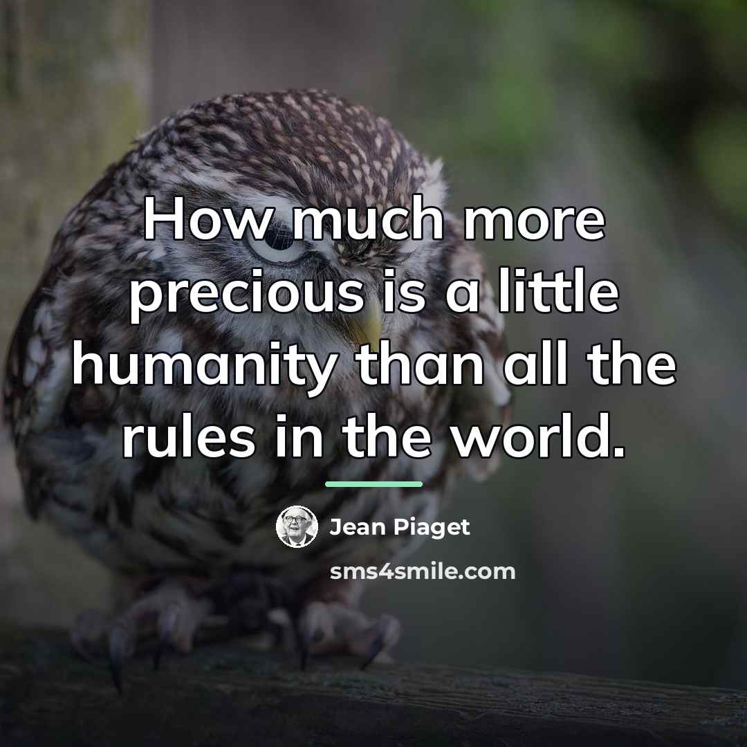 “How much more precious is a little humanity than all…” quote by Jean Piaget