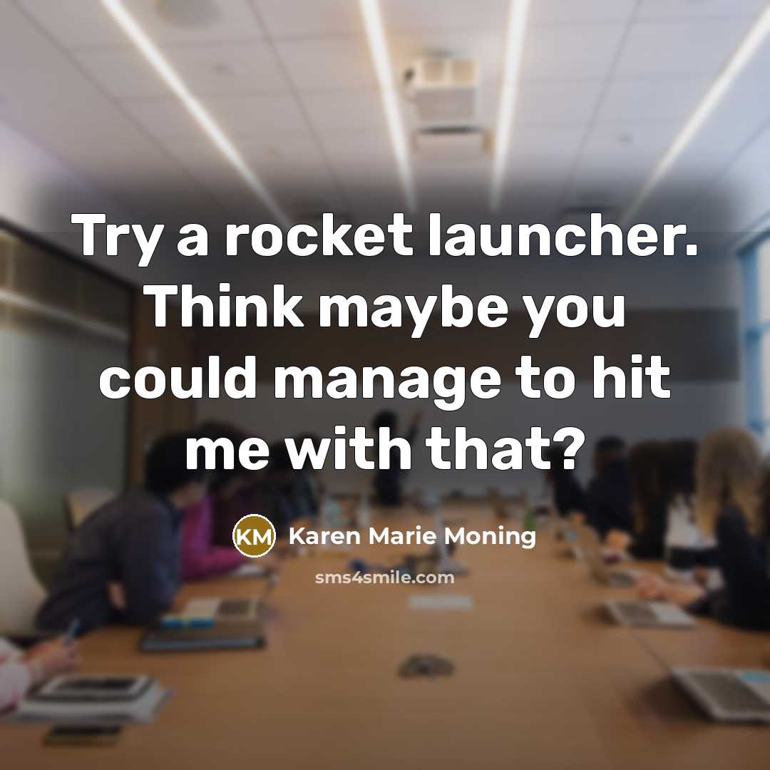 “Try a rocket launcher. Think maybe you could manage to…” quote by Karen Marie Moning