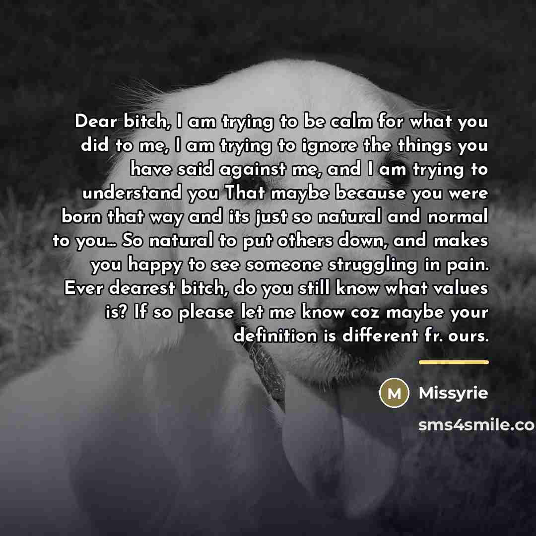 “Dear bitch, I am trying to be calm for what…” quote by Missyrie