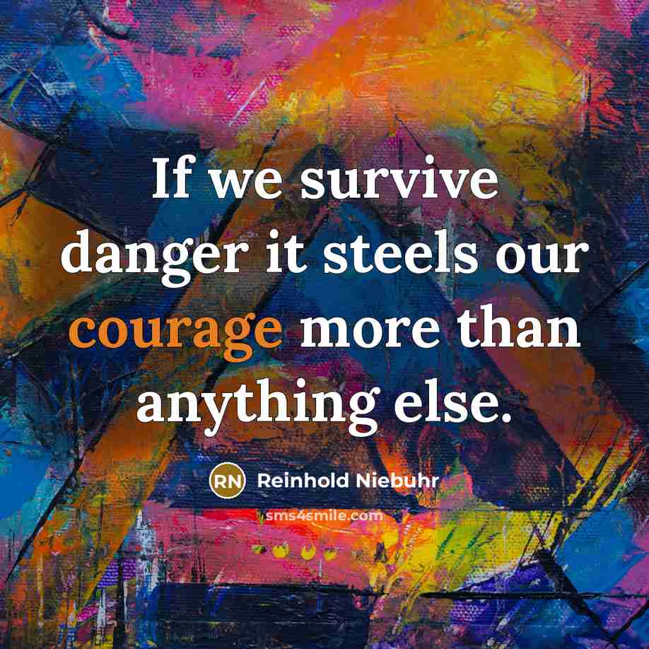 “If we survive danger it steels our courage more than…” quote by Reinhold Niebuhr