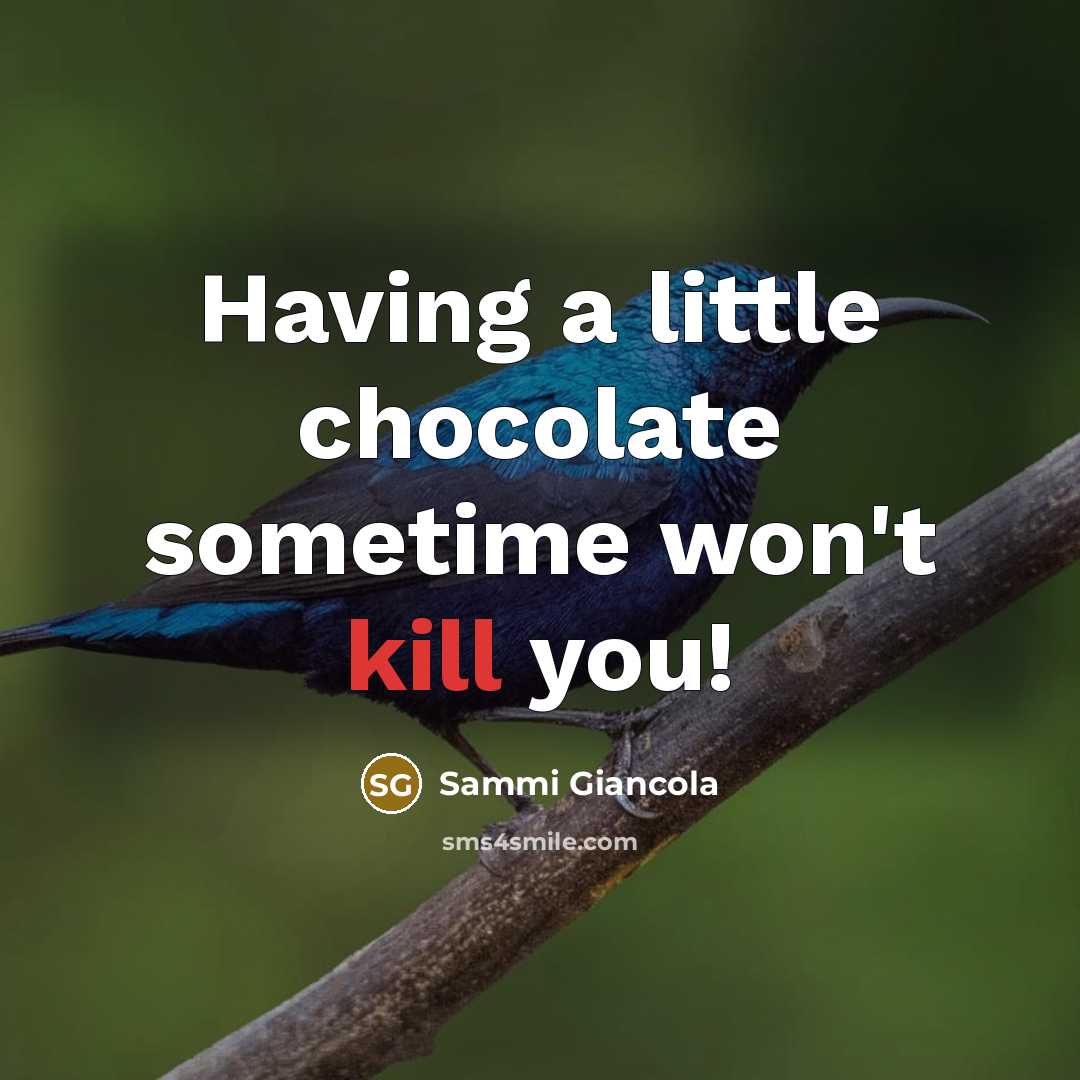 “Having a little chocolate sometime won't kill you!…” quote by Sammi Giancola