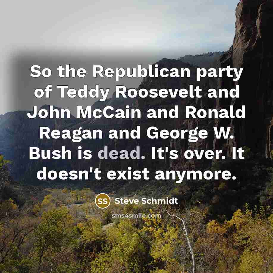 “So the Republican party of Teddy Roosevelt and John McCain…” quote by Steve Schmidt