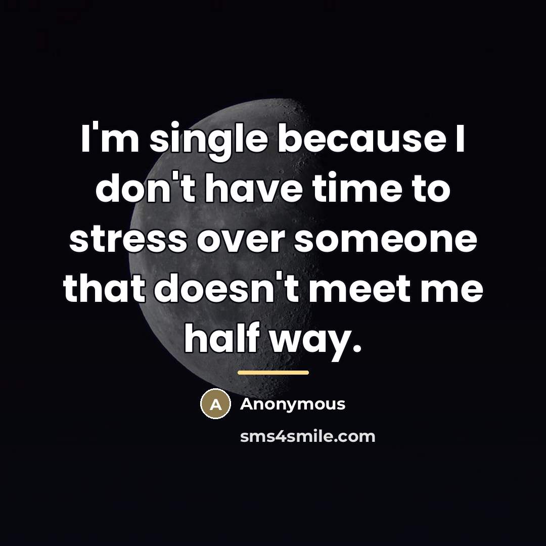 “I'm single because I don't have time to stress over…” quote by Anonymous