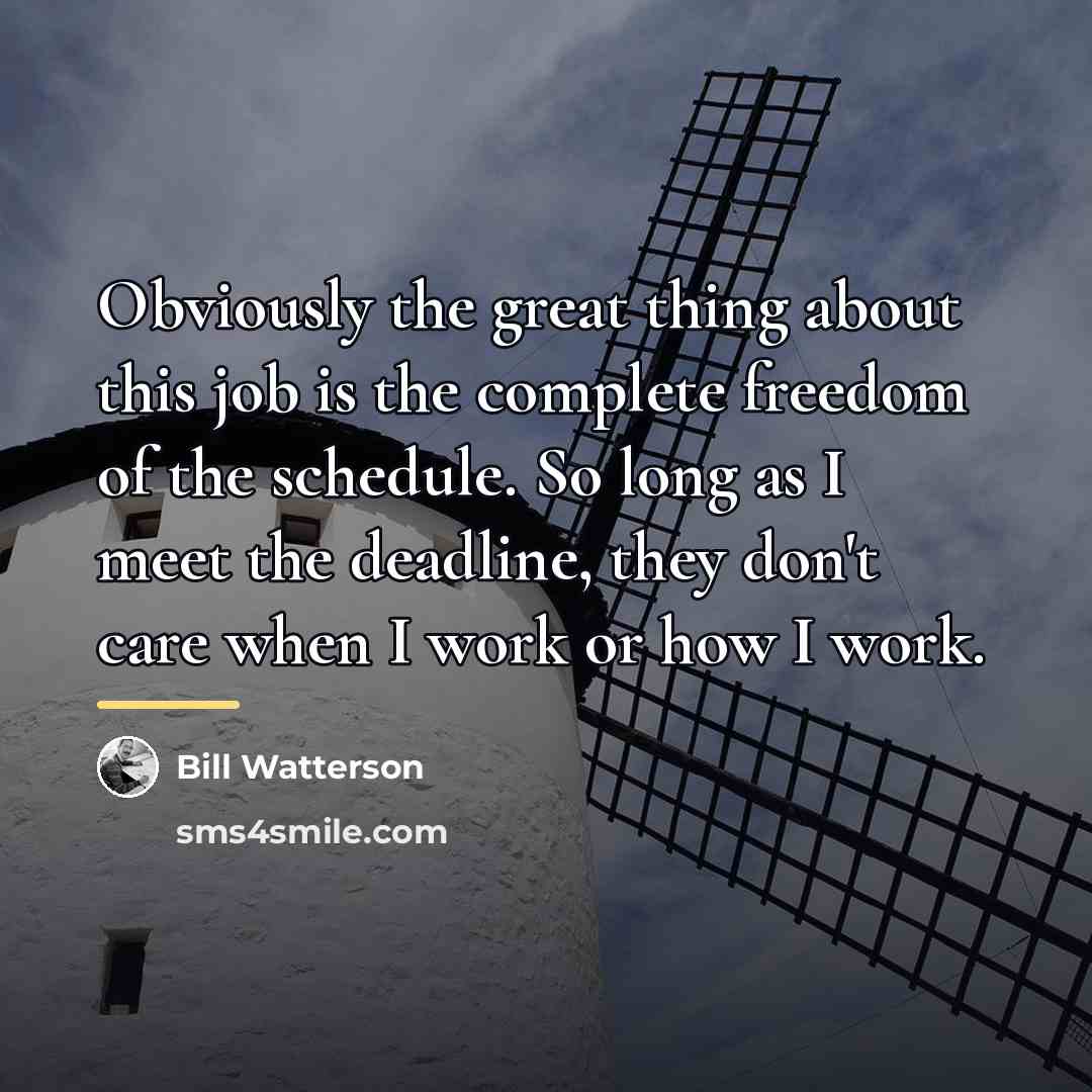 “Obviously the great thing about this job is the complete…” quote by Bill Watterson
