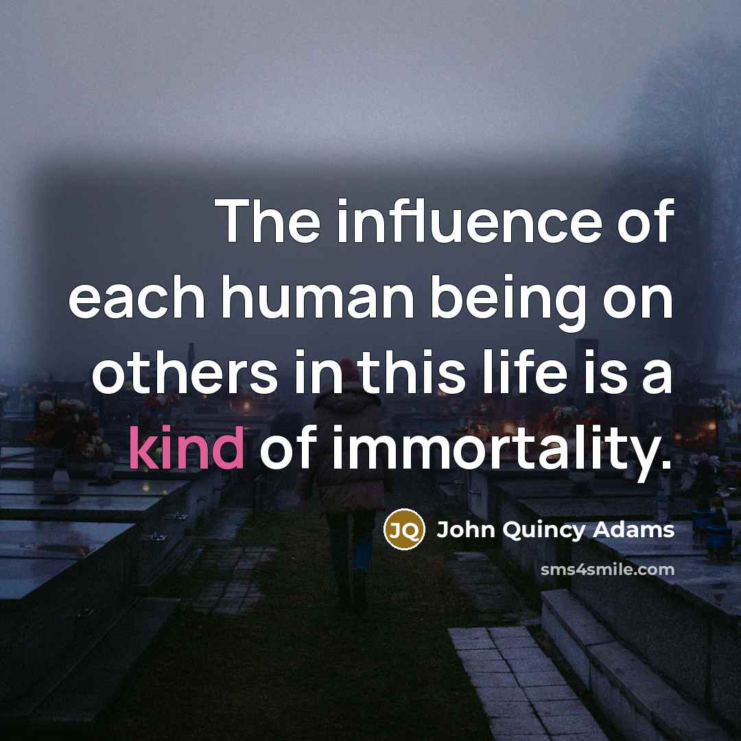 “The influence of each human being on others in this…” quote by John Quincy Adams