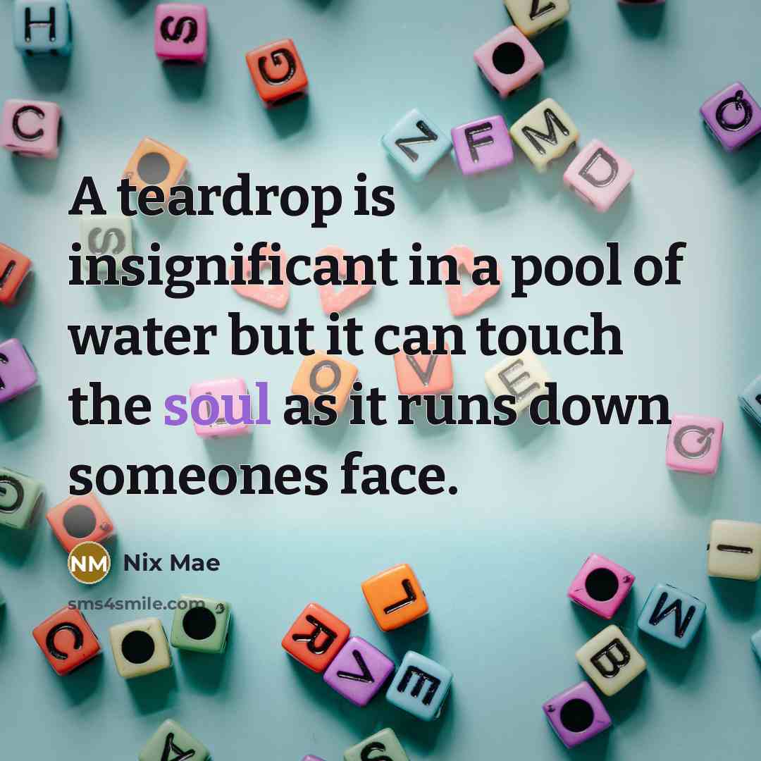 “A teardrop is insignificant in a pool of water but…” quote by Nix Mae