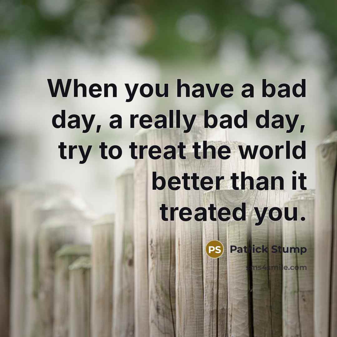 “When you have a bad day, a really bad day,…” quote by Patrick Stump