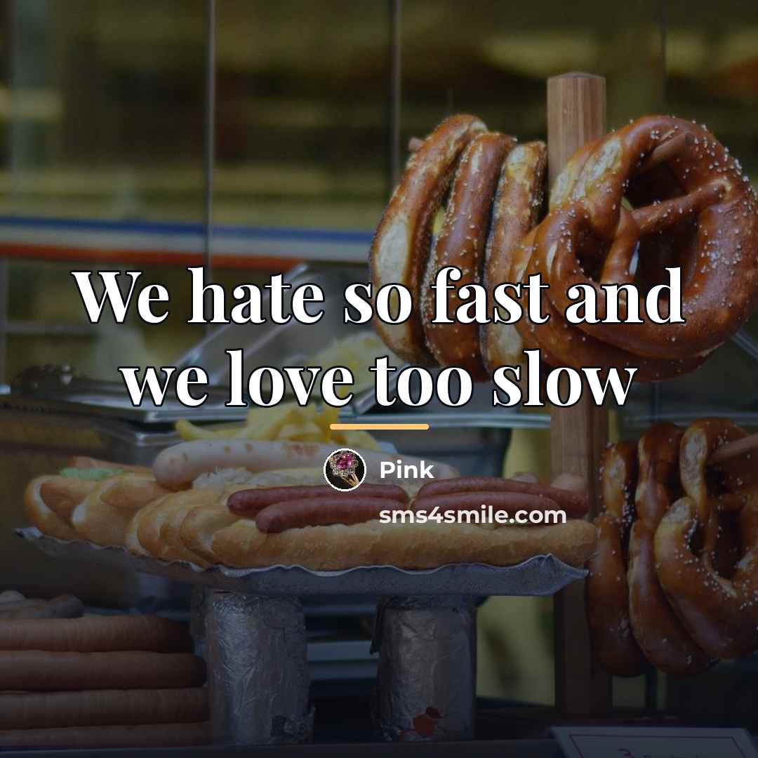 “We hate so fast and we love too slow…” quote by Pink