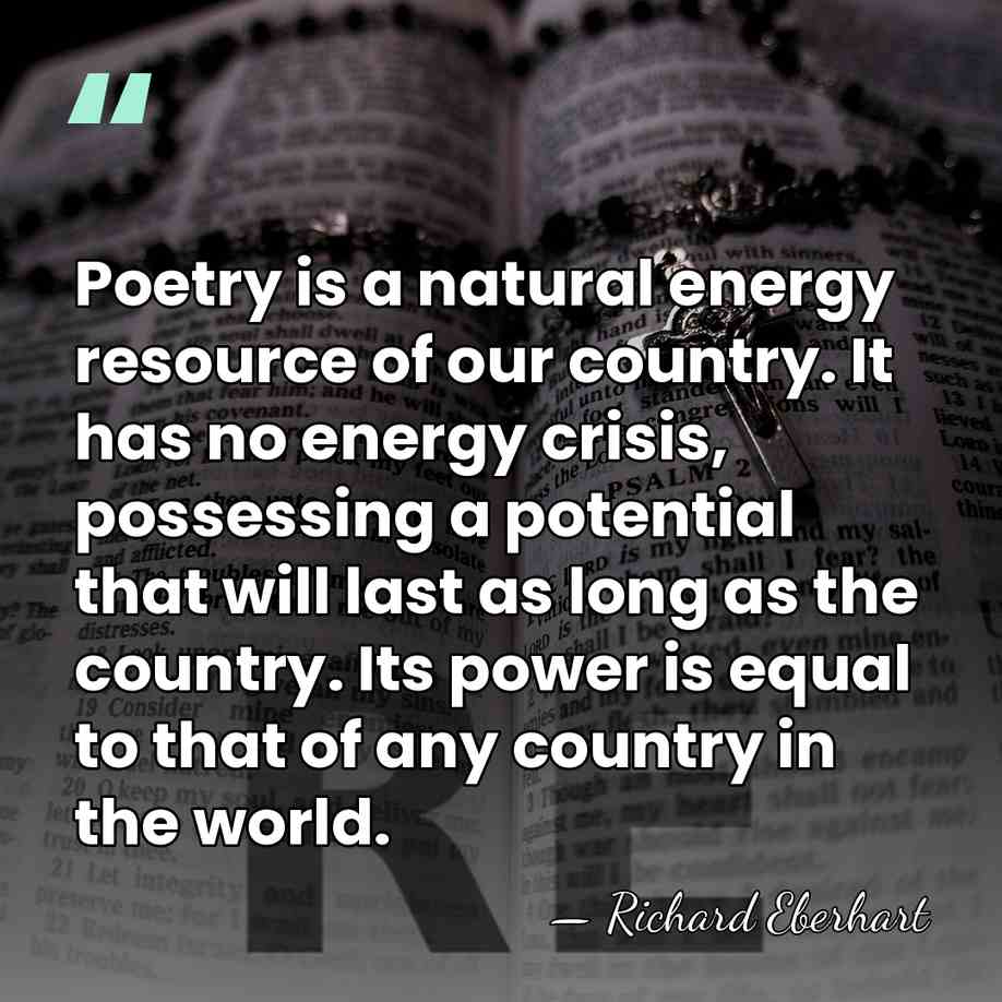 Poetry is a natural energy resource of our country. It has no&hellip; - Richard Eberhart