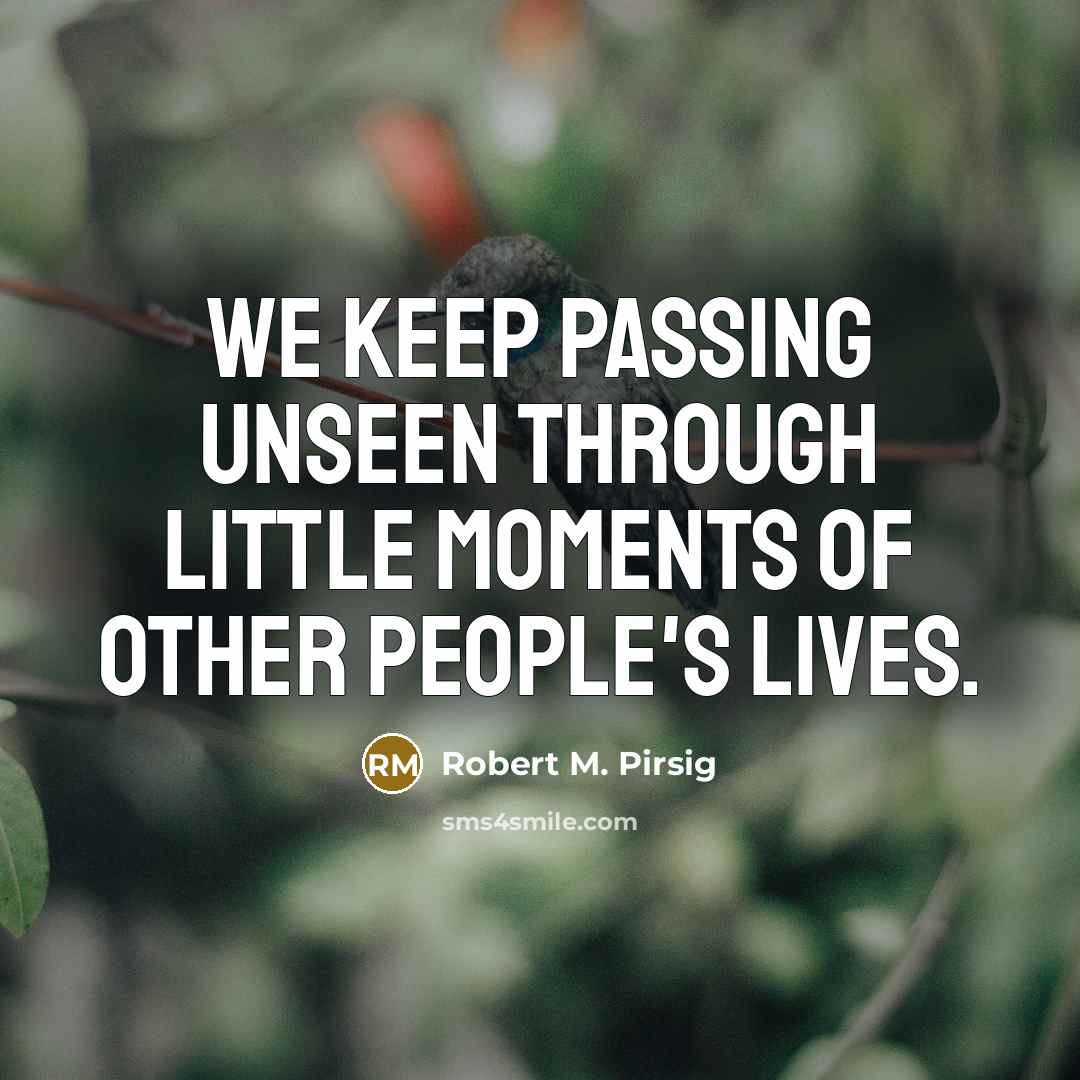 “We keep passing unseen through little moments of other people's…” quote by Robert M. Pirsig