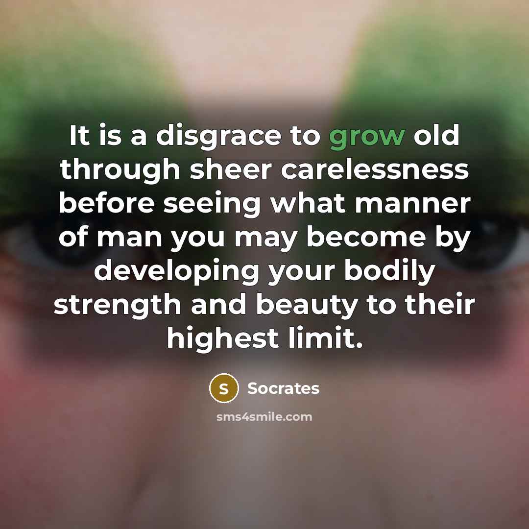 “It is a disgrace to grow old through sheer carelessness…” quote by Socrates