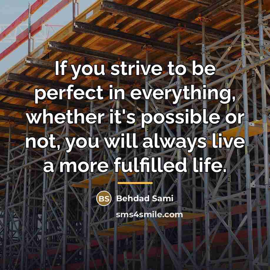 “If you strive to be perfect in everything, whether it's…” quote by Behdad Sami