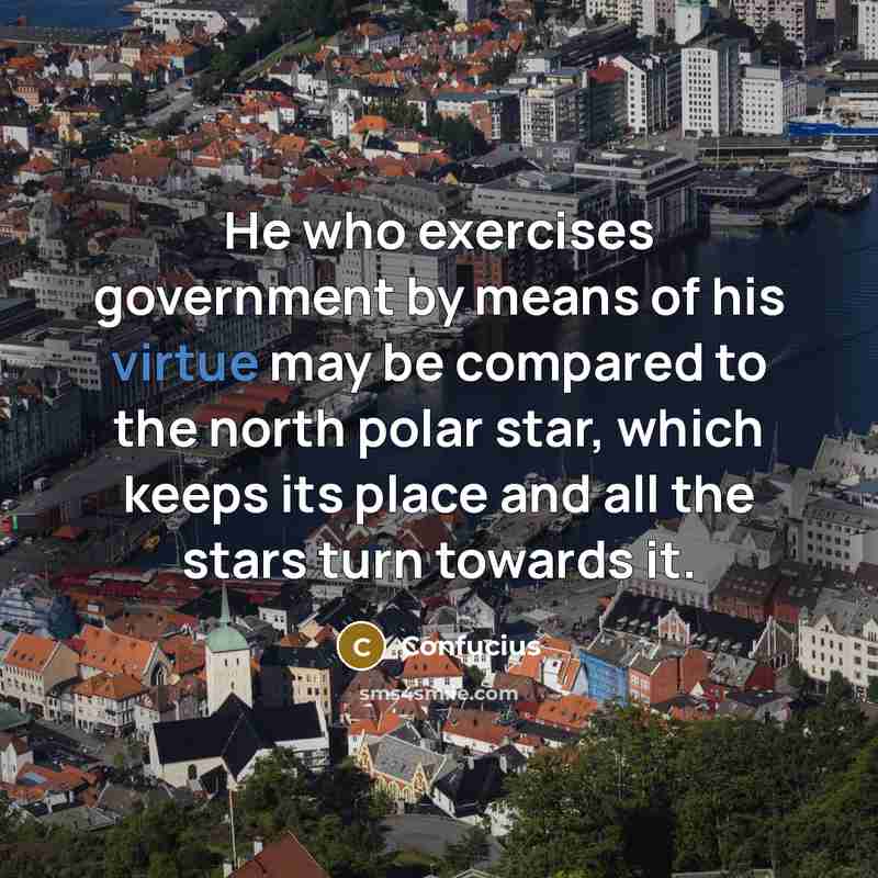 “He who exercises government by means of his virtue may…” quote by Confucius