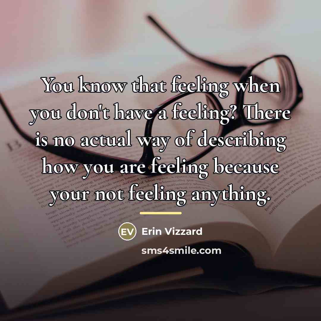 “You know that feeling when you don't have a feeling?…” quote by Erin Vizzard