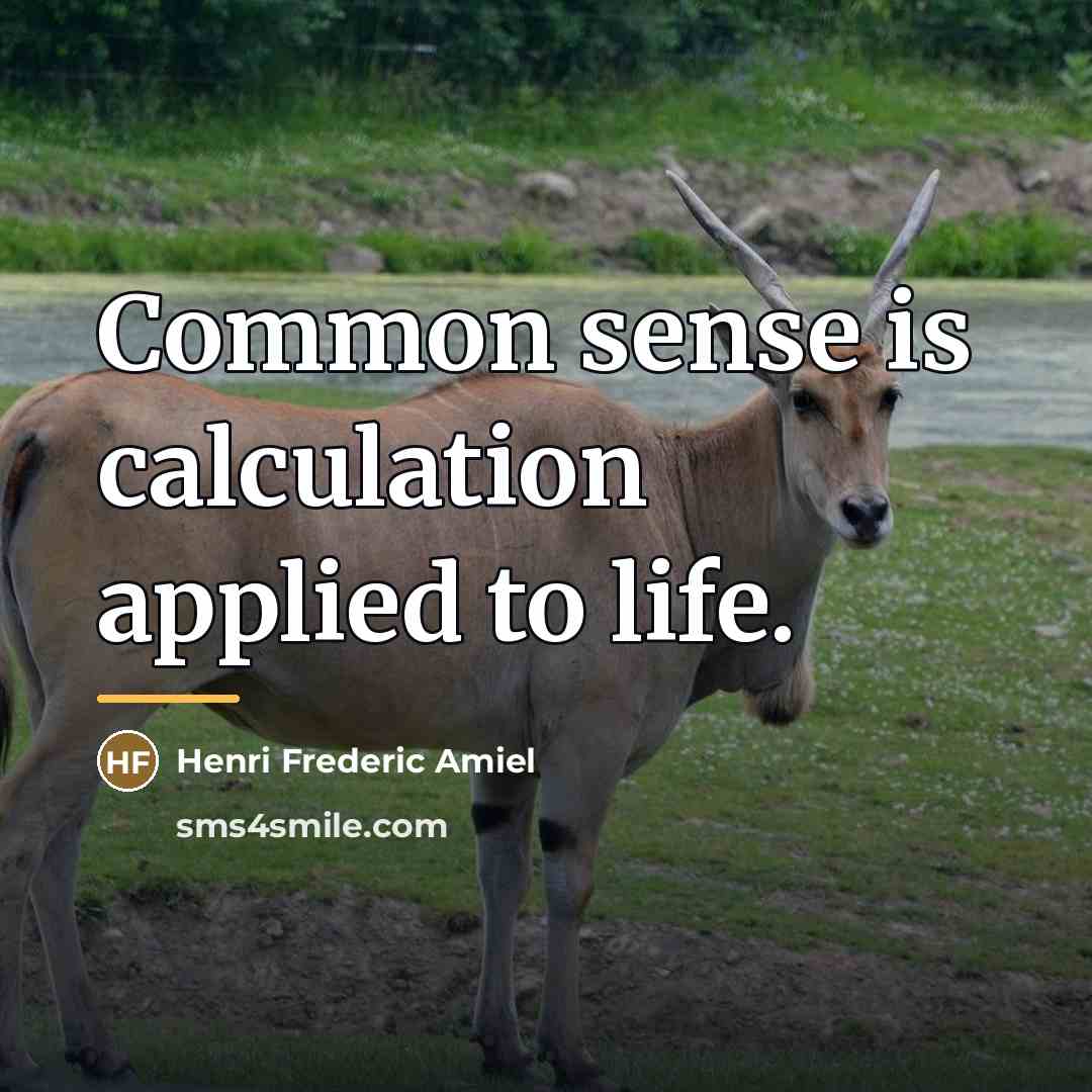 “Common sense is calculation applied to life.…” quote by Henri Frederic Amiel