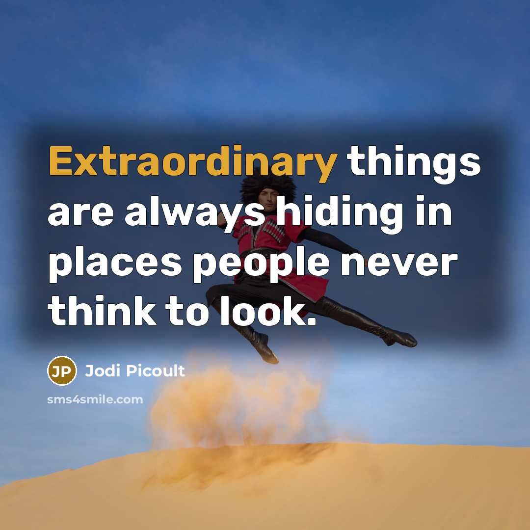 “Extraordinary things are always hiding in places people never think…” quote by Jodi Picoult