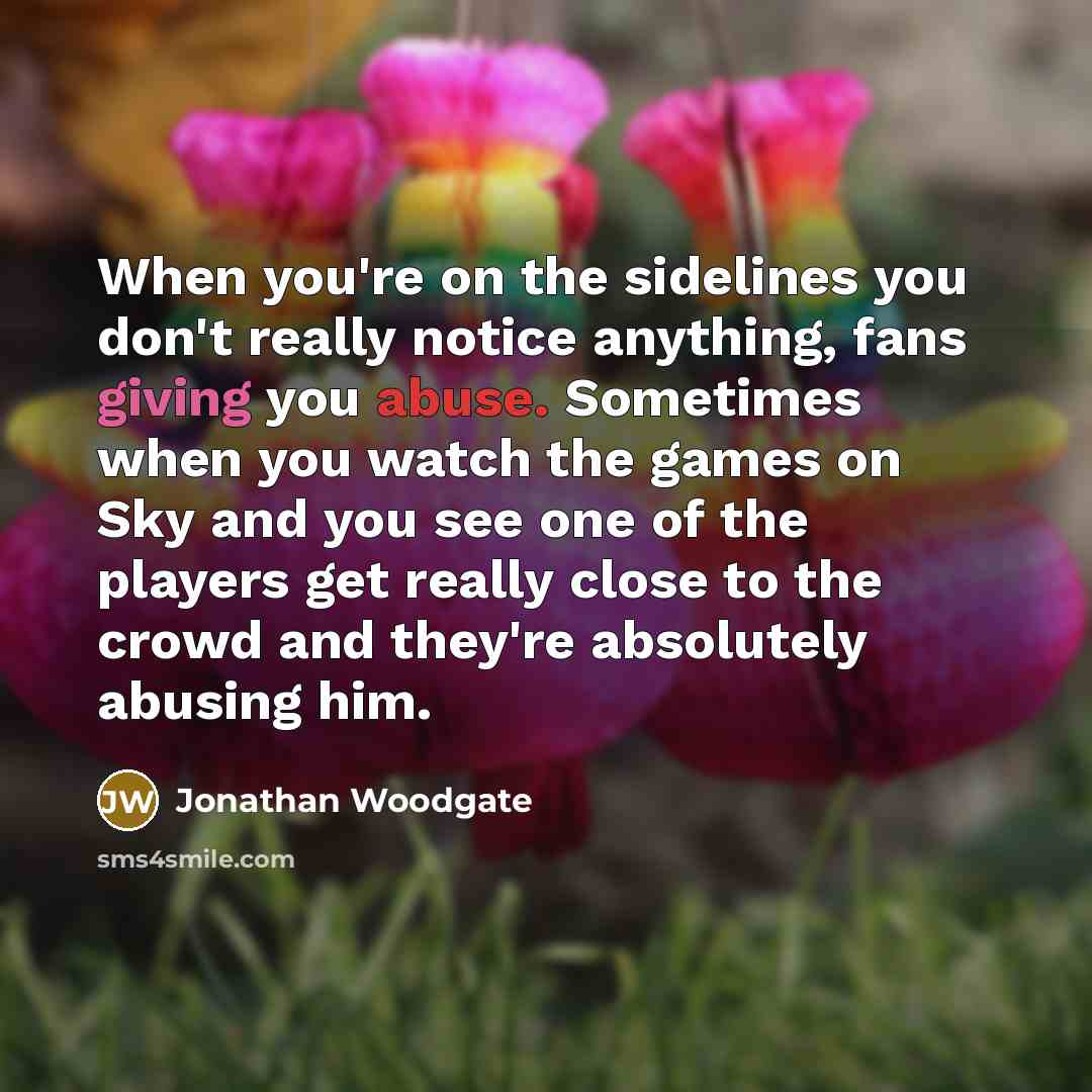 “When you're on the sidelines you don't really notice anything,…” quote by Jonathan Woodgate