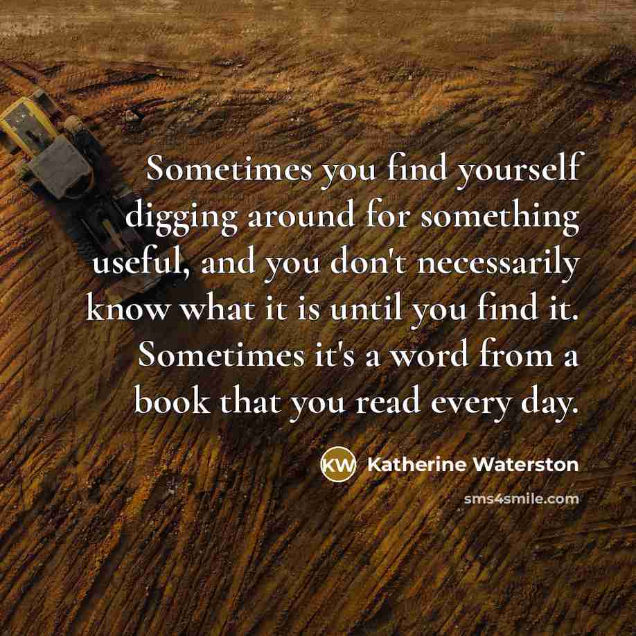 “Sometimes you find yourself digging around for something useful, and…” quote by Katherine Waterston