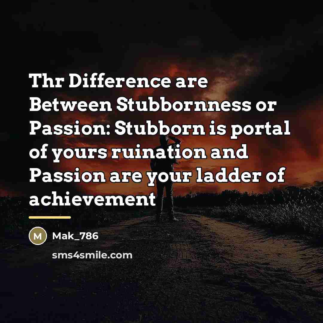 “Thr Difference are Between Stubbornness or Passion: Stubborn is portal…” quote by Mak_786
