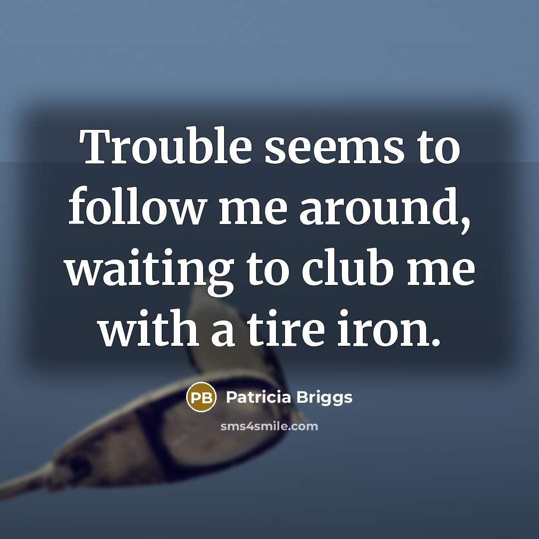 “Trouble seems to follow me around, waiting to club me…” quote by Patricia Briggs