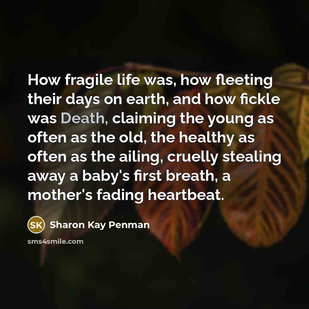 “How fragile life was, how fleeting their days on earth,…” quote by Sharon Kay Penman