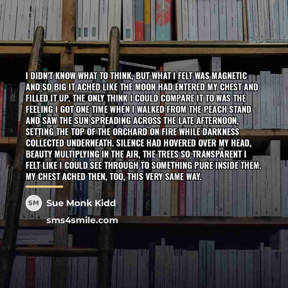 “I didn't know what to think, but what I felt…” quote by Sue Monk Kidd