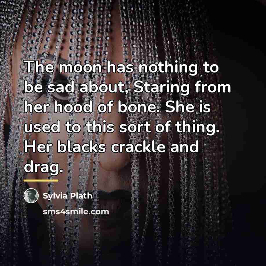 “The moon has nothing to be sad about, Staring from…” quote by Sylvia Plath