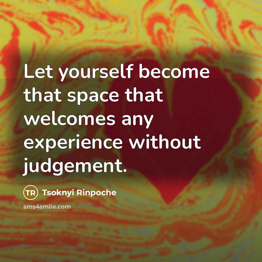 “Let yourself become that space that welcomes any experience without…” quote by Tsoknyi Rinpoche