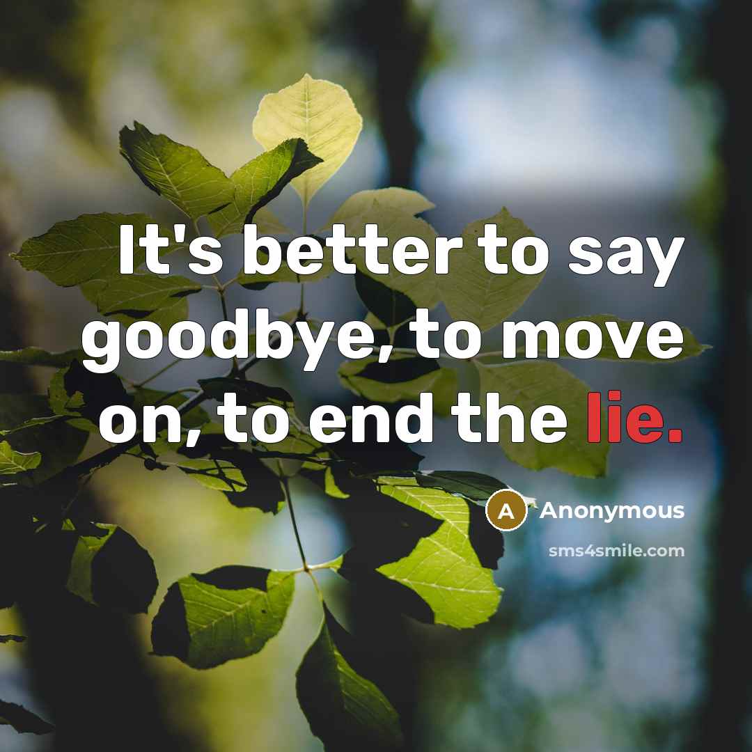“It's better to say goodbye, to move on, to end…” quote by Anonymous