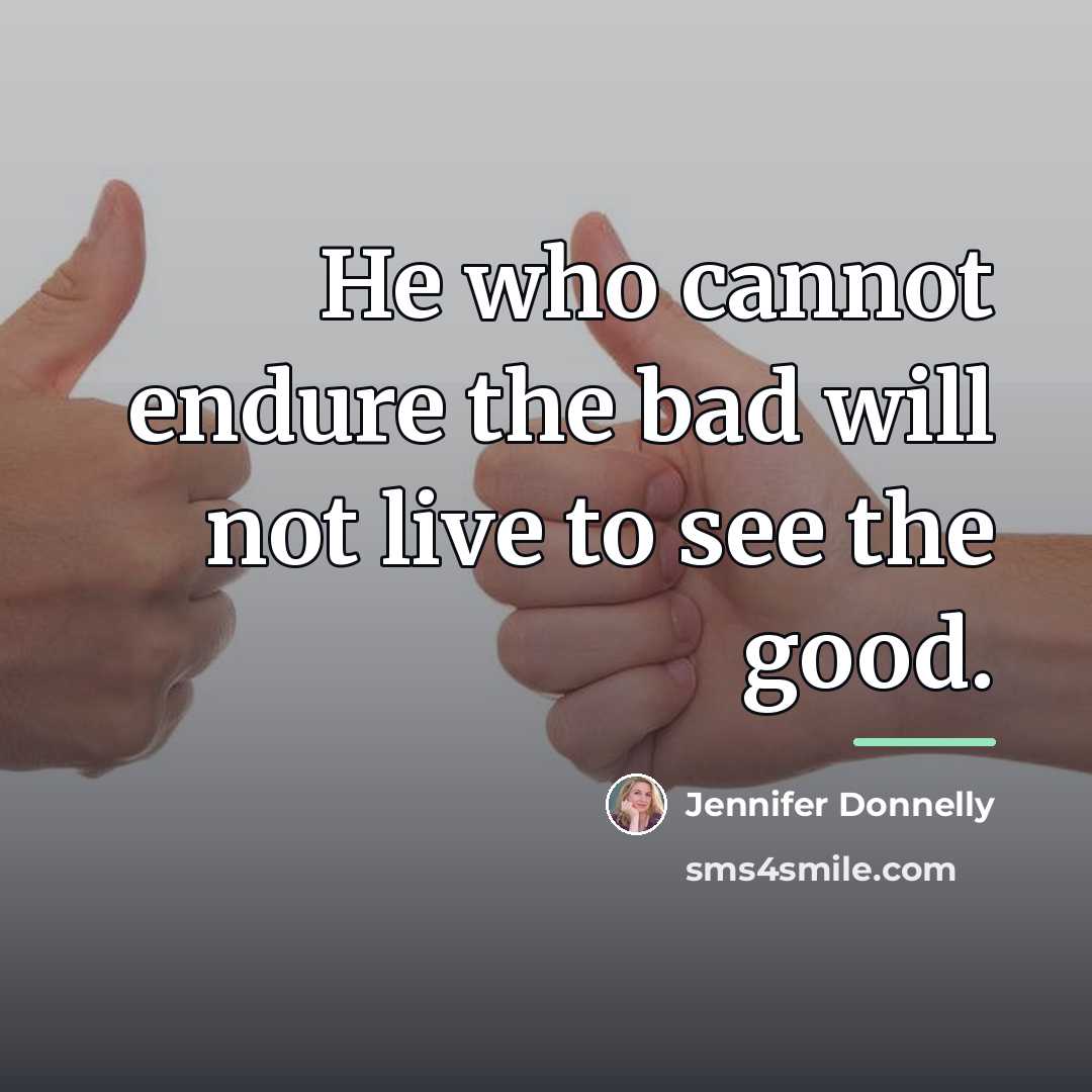 “He who cannot endure the bad will not live to…” quote by Jennifer Donnelly