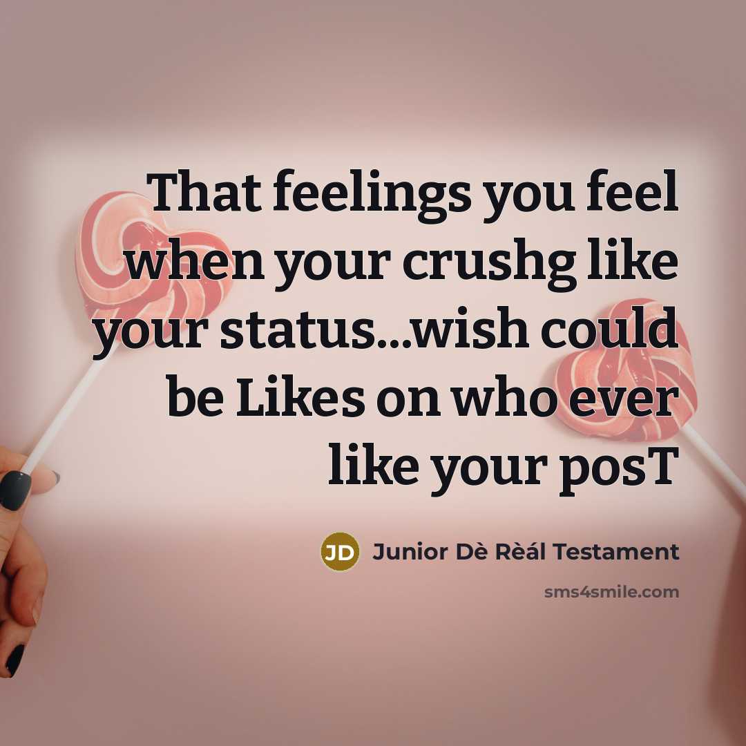 “That feelings you feel when your crushg like your status...wish…” quote by Junior Dè Rèál Testament