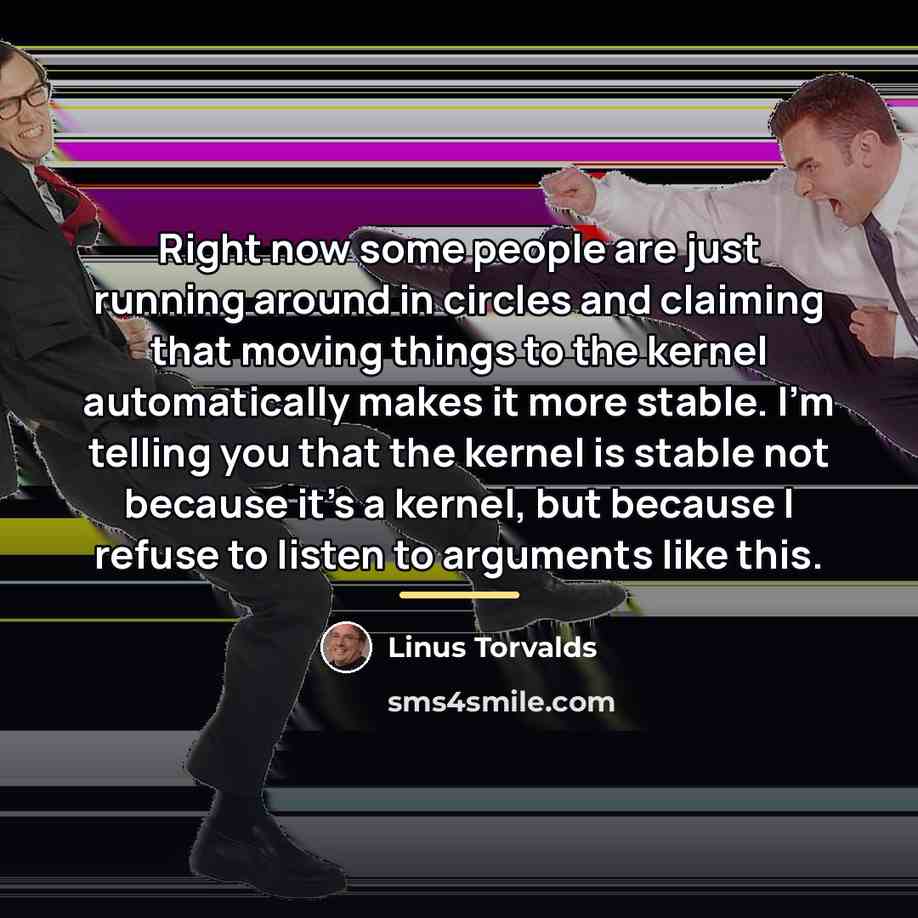 “Right now some people are just running around in circles…” quote by Linus Torvalds