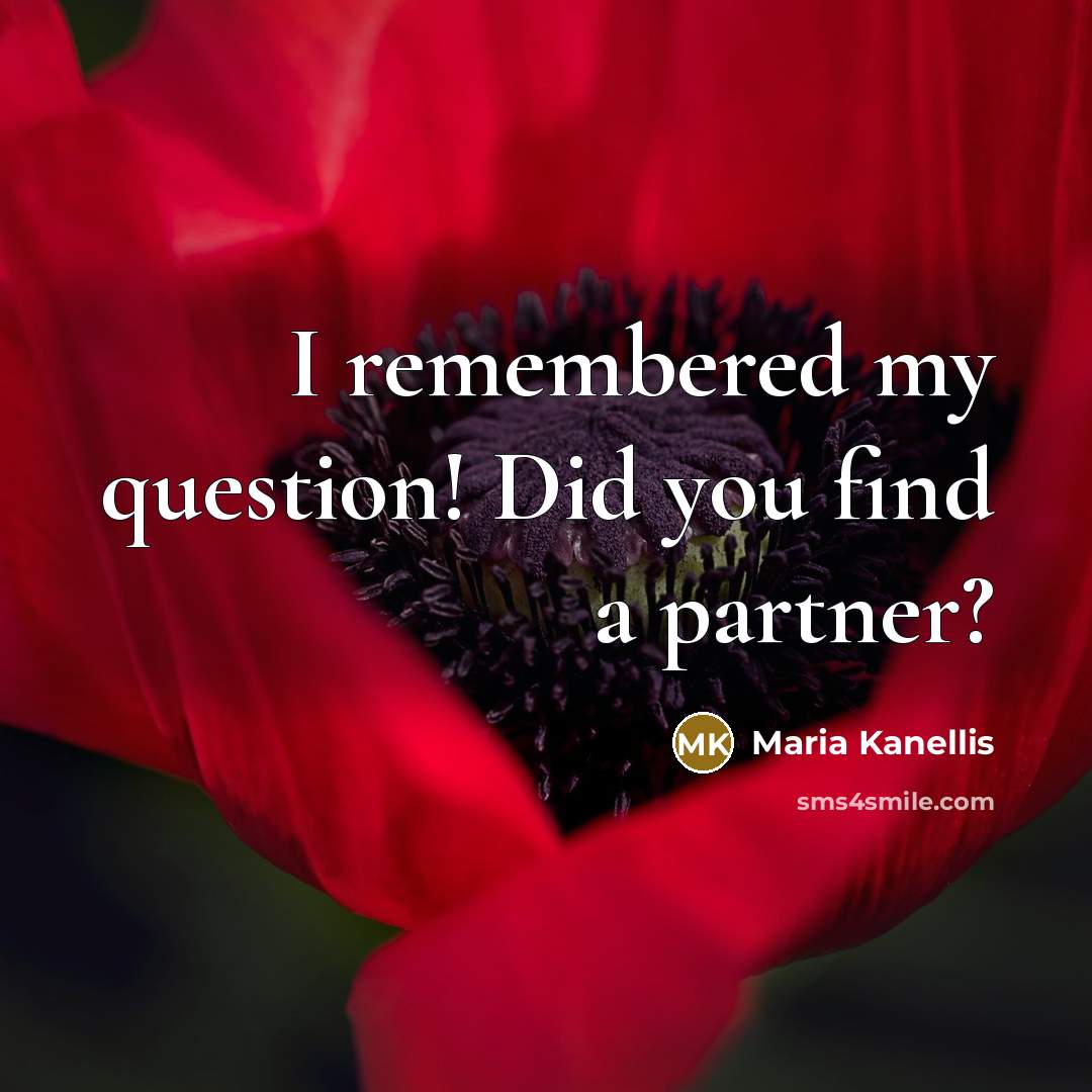 “I remembered my question! Did you find a partner?…” quote by Maria Kanellis