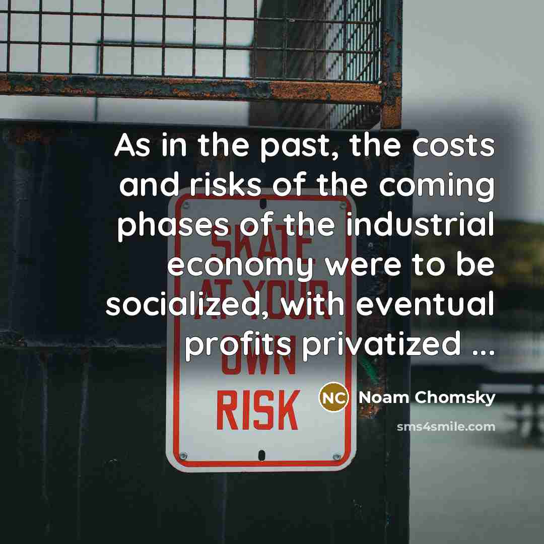 “As in the past, the costs and risks of the…” quote by Noam Chomsky