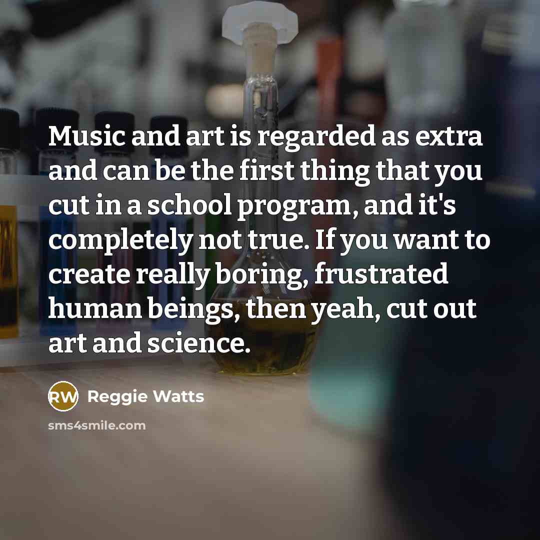 “Music and art is regarded as extra and can be…” quote by Reggie Watts