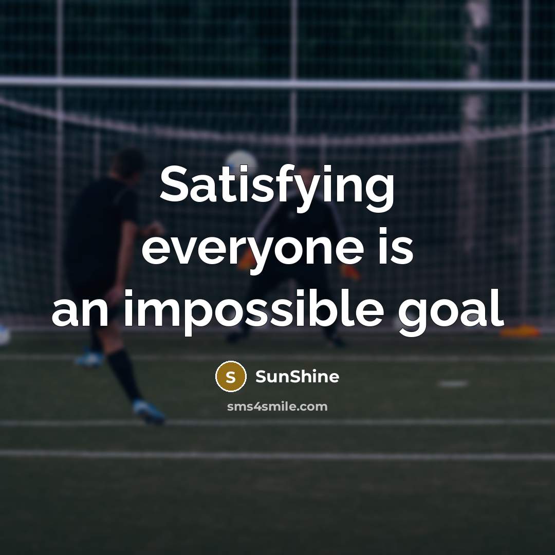 “Satisfying everyone is an impossible goal” quote by SunShine
