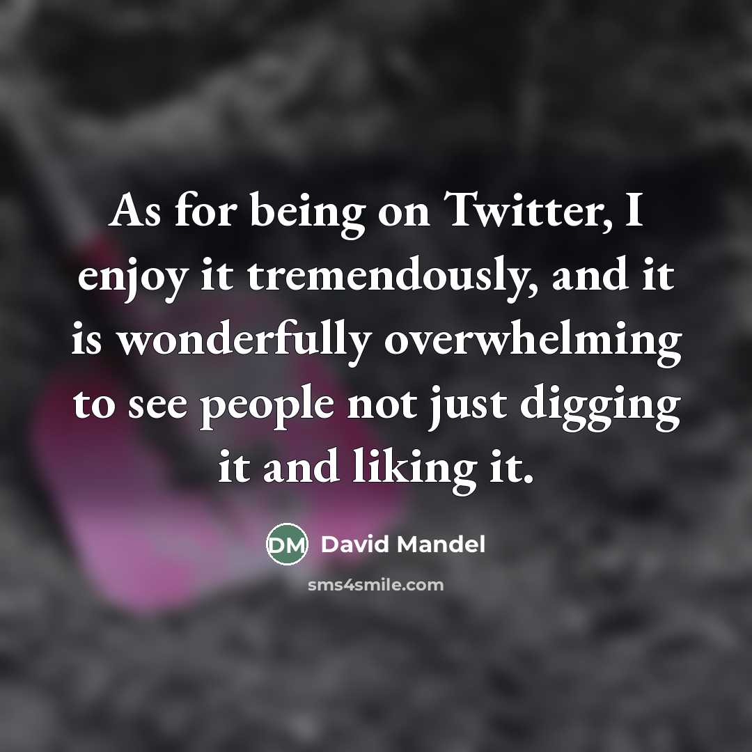 “As for being on Twitter, I enjoy it tremendously, and…” quote by David Mandel