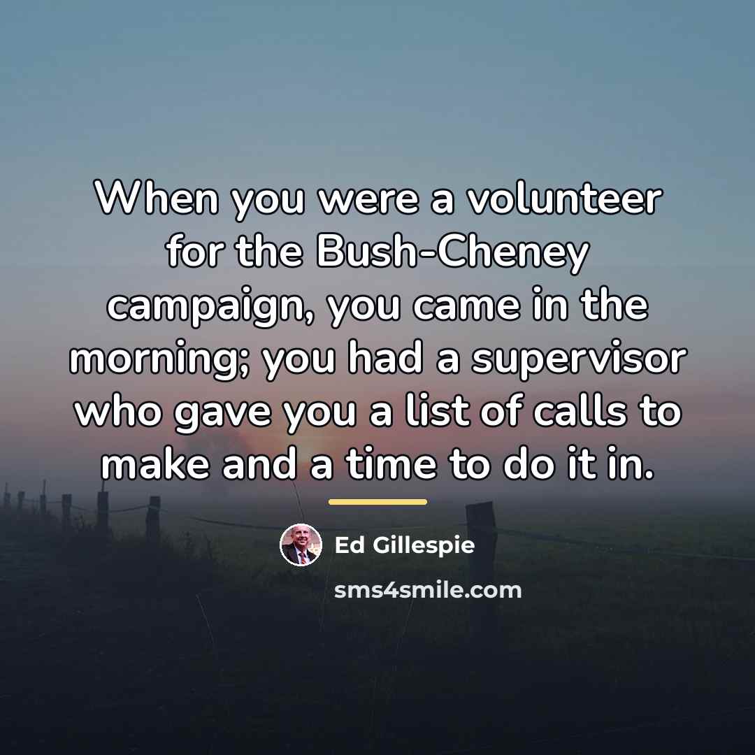 “When you were a volunteer for the Bush-Cheney campaign, you…” quote by Ed Gillespie