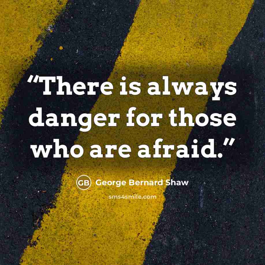 “There is always danger for those who are afraid.” quote by George Bernard Shaw